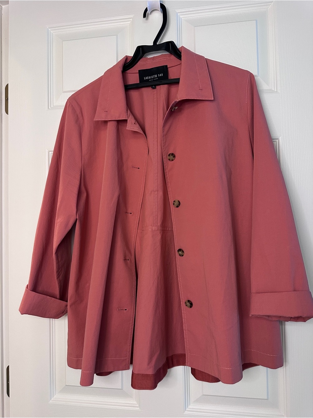 Lafayette 148 New York Dusty Rose Button-Front Swing Trench